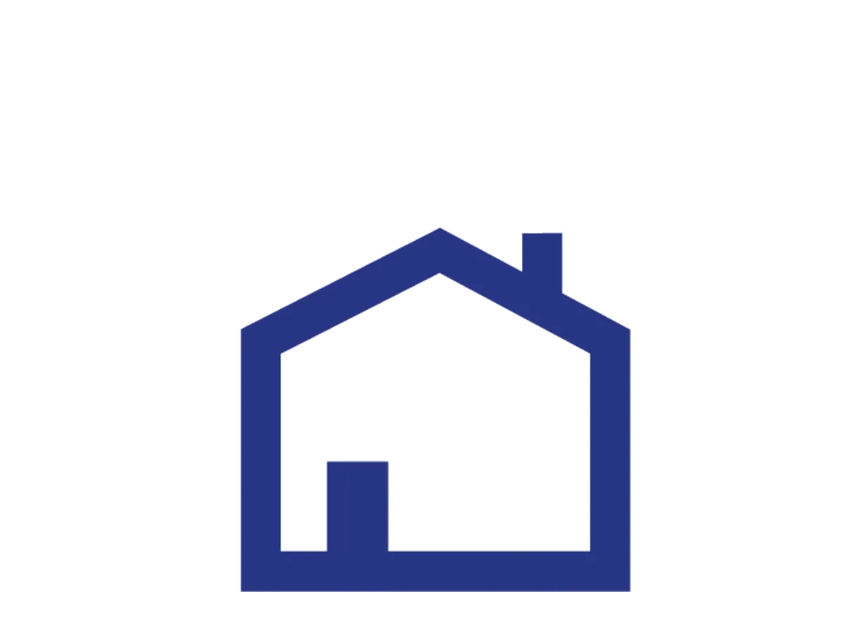 Icon in blau eines Hauses mit Satteldach als Dachform